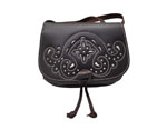 Openwork Dark Leather and White Backstitch Rociero/Horsewoman Handbag 26.450€ #50014201OSCR